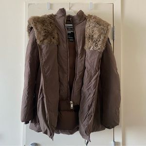 Brown Winter down/feather coat Storm Mountain Arctic Series Faux fur hood